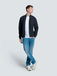 NO EXCESS Sweatshirt mit Vollreißverschluss Dunkelblau/Hellblau