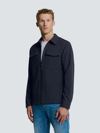 Langarmhemd Stretch Overshirt mit Reiverschluss