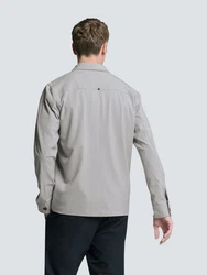 NO EXCESS Langarmhemd Stretch Overshirt mit Reißverschluss Grau/Hellgrau/Khaki