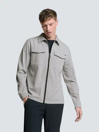 Langarmhemd Stretch Overshirt mit Reiverschluss