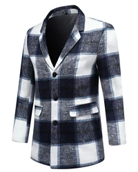 Allthemen Wollmantel Regular Fit Hellblau/Dunkelblau/Blau/Grau