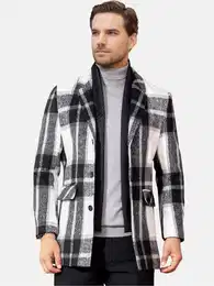 Wollmantel mit Karomuster Kurzmantel im Regular Fit Warmer Wintermantel