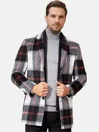 Wollmantel mit Karomuster Kurzmantel im Regular Fit Warmer Wintermantel