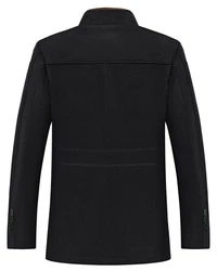 Allthemen Wollmantel mit Stehkragen Wintermantel Einreihig Kurzmantel Schwarz/Braun/Beige