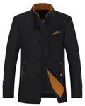 Allthemen Wollmantel mit Stehkragen Wintermantel Einreihig Kurzmantel Schwarz/Braun/Beige
