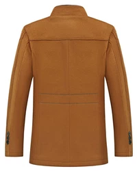 Allthemen Wollmantel mit Stehkragen Wintermantel Einreihig Kurzmantel Orange/Braun