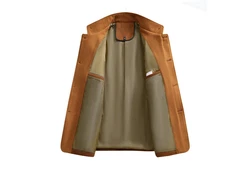 Allthemen Wollmantel mit Stehkragen Wintermantel Einreihig Kurzmantel Orange/Braun