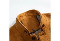 Allthemen Wollmantel mit Stehkragen Wintermantel Einreihig Kurzmantel Orange/Braun