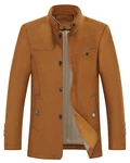 Allthemen Wollmantel mit Stehkragen Wintermantel Einreihig Kurzmantel Orange/Braun