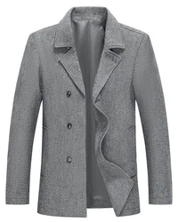Allthemen Wollmantel mit Reverskragen Regular Fit Kurzmantel Grau/Dunkelgrau