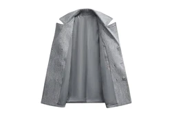 Allthemen Wollmantel mit Reverskragen Regular Fit Kurzmantel Grau/Dunkelgrau