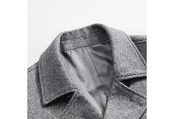 Allthemen Wollmantel mit Reverskragen Regular Fit Kurzmantel Grau/Dunkelgrau