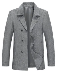 Allthemen Wollmantel mit Reverskragen Regular Fit Kurzmantel Grau/Dunkelgrau