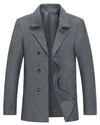 Allthemen Wollmantel mit Reverskragen Regular Fit Kurzmantel Dunkelgrau/Grau/Dunkelblau