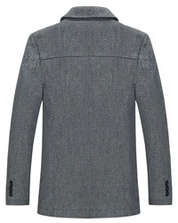 Allthemen Wollmantel mit Reverskragen Regular Fit Kurzmantel Dunkelgrau/Grau/Dunkelblau