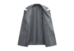 Allthemen Wollmantel mit Reverskragen Regular Fit Kurzmantel Dunkelgrau/Grau/Dunkelblau