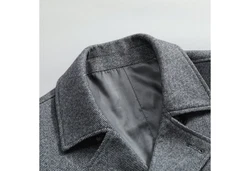 Allthemen Wollmantel mit Reverskragen Regular Fit Kurzmantel Dunkelgrau/Grau/Dunkelblau