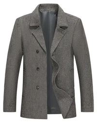 Allthemen Wollmantel mit Reverskragen Regular Fit Kurzmantel Dunkelgrau/Grau/Braun/Beige