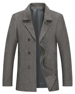 Allthemen Wollmantel mit Reverskragen Regular Fit Kurzmantel Dunkelgrau/Grau/Braun/Beige