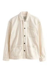 Next Hemdjacke Jeans-Hemdjacke Overshirt Khaki/Creme/Beige/Weiß
