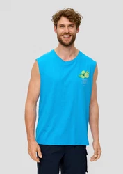 s.Oliver Shirttop Tanktop mit Frontprint Artwork Blau/Türkis
