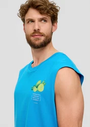 s.Oliver Shirttop Tanktop mit Frontprint Artwork Blau/Türkis