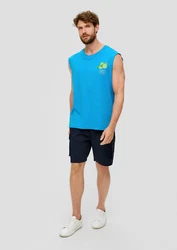 s.Oliver Shirttop Tanktop mit Frontprint Artwork Blau/Türkis