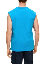 s.Oliver Shirttop Tanktop mit Frontprint Artwork Blau/Türkis