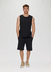 QS Shirttop aus Baumwolle mit Logo-Detail Schwarz/Dunkelblau