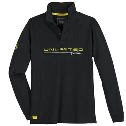 Redfield Langarm Poloshirt schwarz
