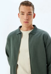 Sweatshirt Vollreiverschluss Mit Strickwarendetail