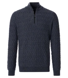 CASAMODA Pullover Troyer Dunkelblau/Blau/Grau