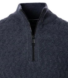 CASAMODA Pullover Troyer Dunkelblau/Blau/Grau