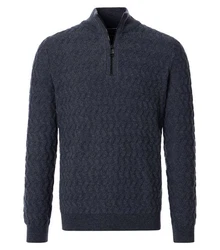 CASAMODA Pullover Troyer Dunkelblau/Blau/Grau