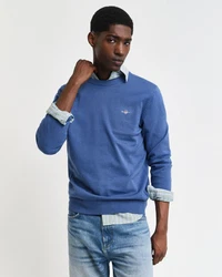 Gant Pullover CLASSIC COTTON C-NECK Blau/Vintage Blue