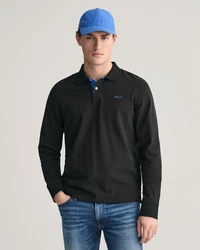 Gant Langarm-Poloshirt Schwarz/Hellblau/Dunkelblau