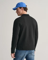 Gant Langarm-Poloshirt Schwarz/Hellblau/Dunkelblau