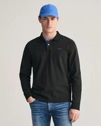 Gant Langarm-Poloshirt Schwarz/Hellblau/Dunkelblau