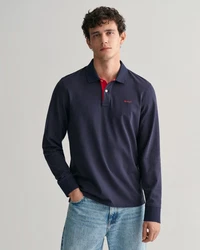 Gant Langarm-Poloshirt Dunkelblau/Hellblau