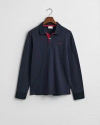 Gant Langarm-Poloshirt Dunkelblau/Hellblau