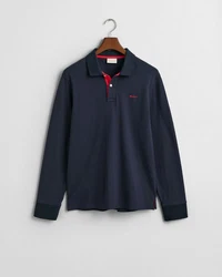 Gant Langarm-Poloshirt Dunkelblau/Hellblau