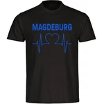 multifanshop T-Shirt Herren Magdeburg Herzschlag Grau/Blau/Dunkelblau/Rosa