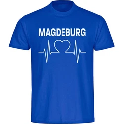 multifanshop T-Shirt Herren Magdeburg Herzschlag Blau/Grau