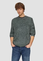 QS Strickpullover mit Rippstruktur Grün/Dunkelgrün