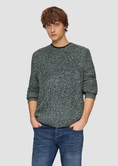 QS Strickpullover mit Rippstruktur Grün/Dunkelgrün