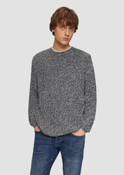 QS Strickpullover mit Rippstruktur Grau/Dunkelgrau/Hellgrau/Weiß/Grün