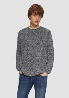 QS Strickpullover mit Rippstruktur Grau/Dunkelgrau/Hellgrau/Weiß/Grün