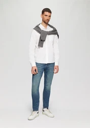 s.Oliver Langarmhemd Regular Fit Weiß/Creme