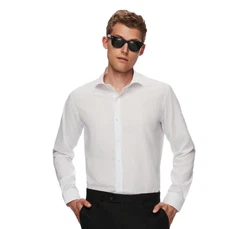 D'S DAMAT Businesshemd mit italienischem Kragen Weiß/Creme