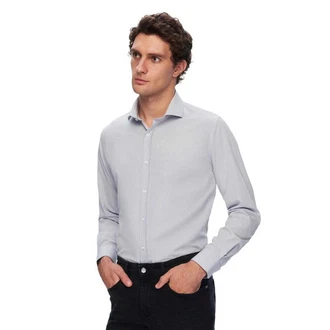 D'S DAMAT Businesshemd mit italienischem Kragen Grau D'S DAMAT Businesshemd mit italienischem Kragen Grau